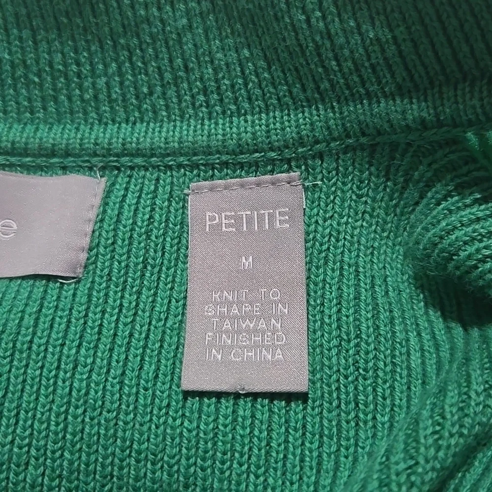 Liz Claiborne green button down knit sweater, jacket 88% cotton, pockets…